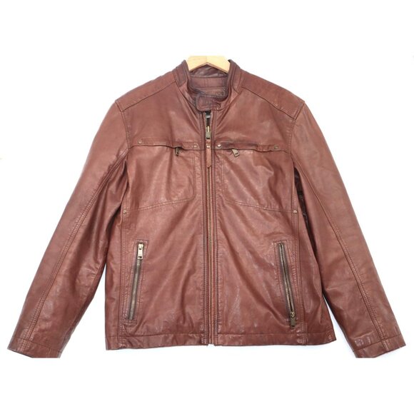 Marc New York Andrew Marc Mens Leather Jacket Size M Full-Zip Front With Pockets - Picture 1 of 16